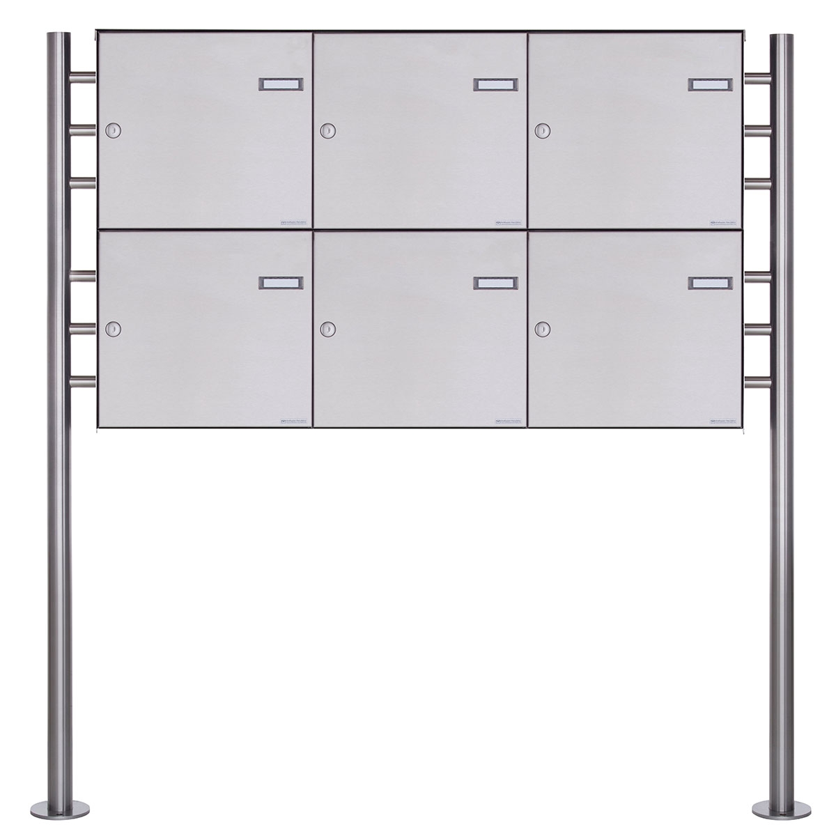 6er 3x2 fence mailbox freestanding design BASIC Plus 381XZ ST-R - polished stainless steel 6er 3x2 fence mailbox freestanding design BASIC Plus 381XZ ST-R - polished stainless steel