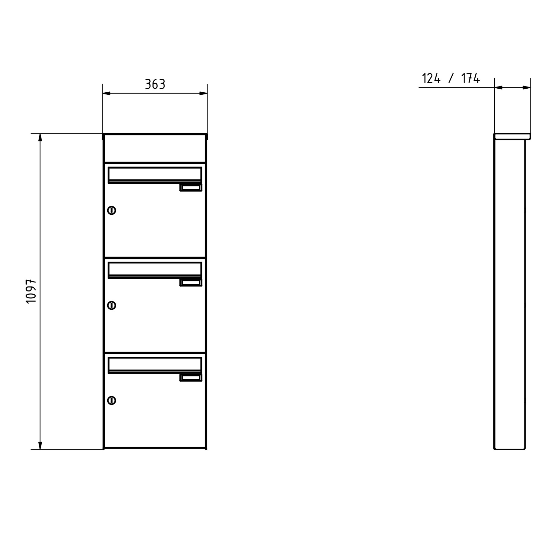 3er Edelstahl Aufputz Briefkasten Design BASIC Plus 382XA AP mit Klingelkasten - Edelstahl V2A 3er Edelstahl Aufputz Briefkasten Design BASIC Plus 382XA AP mit Klingelkasten - Edelstahl V2A