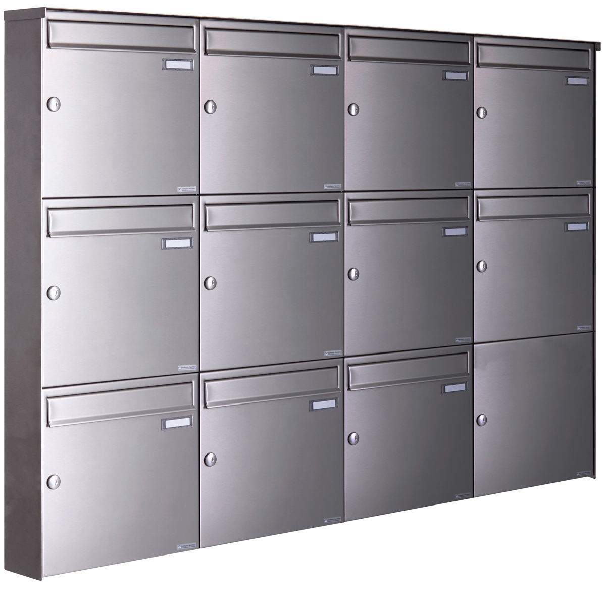 11er 4x3 Edelstahl Aufputz Briefkasten Design BASIC Plus 382XA AP - Edelstahl V2A geschliffen