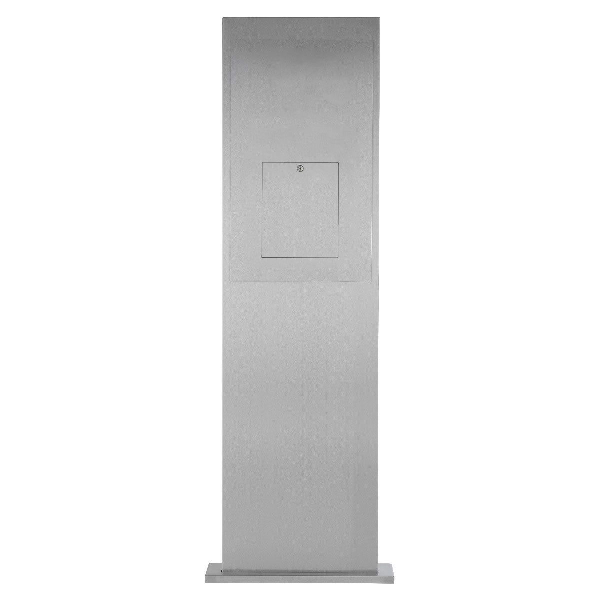 Stèle de boîte aux lettres design GRIMM - prélèvement à l'arrière - inox brossé avec COMELIT Ultra - kit VIDEO