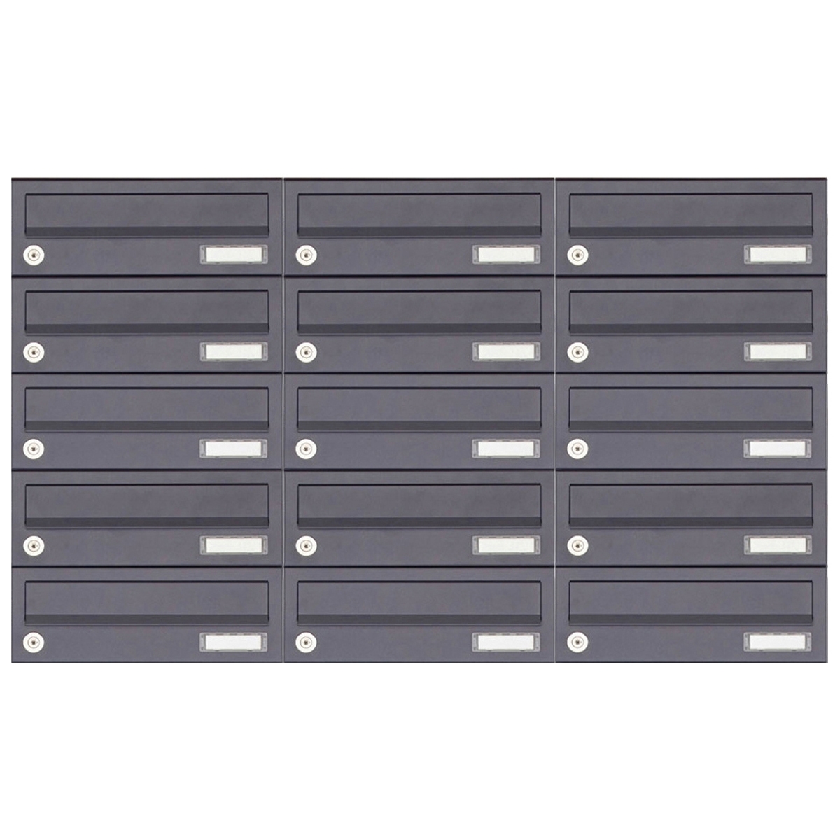 15er 5x3 Aufputz Briefkastenanlage Design BASIC 385A-7016 AP - RAL 7016 anthrazitgrau 15er 5x3 Aufputz Briefkastenanlage Design BASIC 385A-7016 AP - RAL 7016 anthrazitgrau