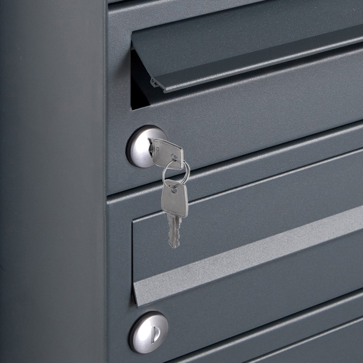 2-post letterbox Design BASIC 385220 ST-R with bell box - RAL 7016 anthracite grey