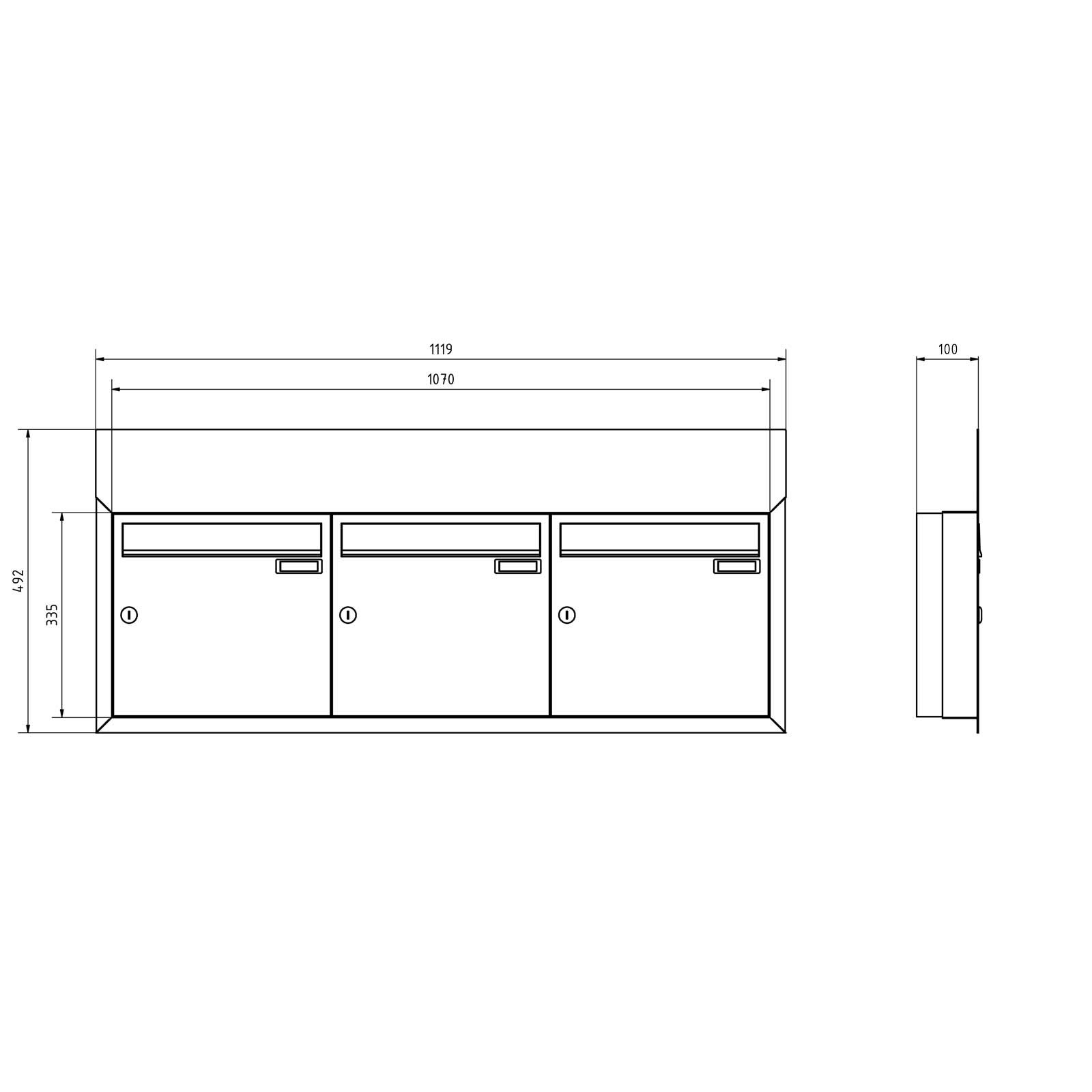 3er 3x1 Unterputz Briefkastenanlage BASIC - Edition NELLY - BI-Color VA-RAL 7016 anthrazitgrau 3er 3x1 Unterputz Briefkastenanlage BASIC - Edition NELLY - BI-Color VA-RAL 7016 anthrazitgrau