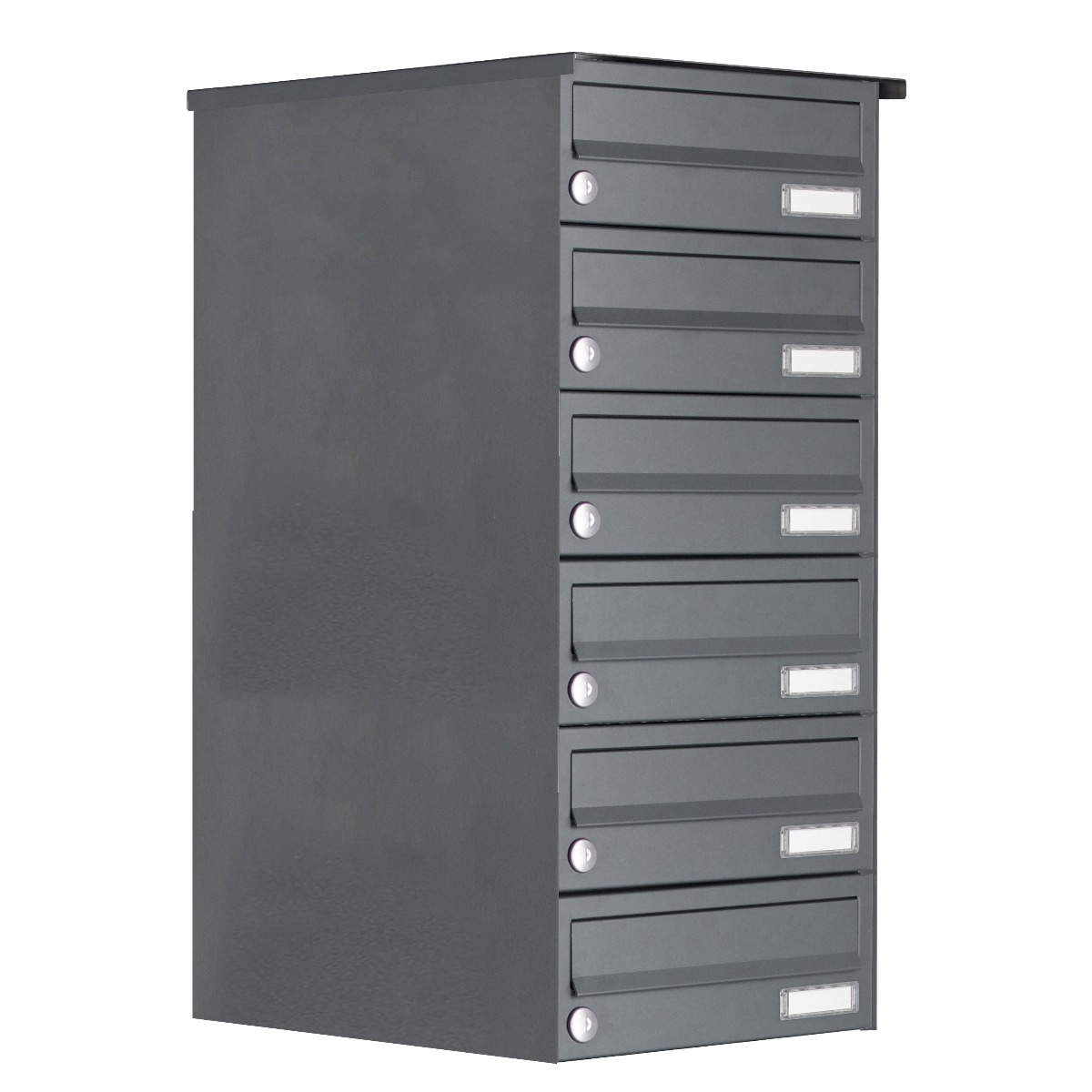 6er Edelstahl Aufputz Briefkastenanlage Design BASIC Plus 385XA AP - RAL nach Wahl 6er Edelstahl Aufputz Briefkastenanlage Design BASIC Plus 385XA AP - RAL nach Wahl