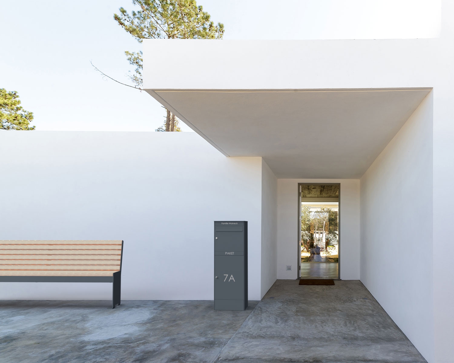 Edelstahl Paketbriefkastenstele BASIC Plus 864XS mit Paketfach 550x370 - RAL nach Wahl Edelstahl Paketbriefkastenstele BASIC Plus 864XS mit Paketfach 550x370 - RAL nach Wahl