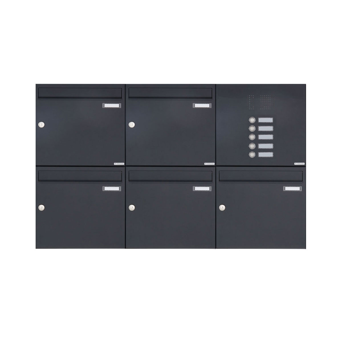 5er 2x3 Aufputz Briefkasten Design BASIC 382A AP mit Klingelkasten - RAL 7016 anthrazitgrau 5er 2x3 Aufputz Briefkasten Design BASIC 382A AP mit Klingelkasten - RAL 7016 anthrazitgrau