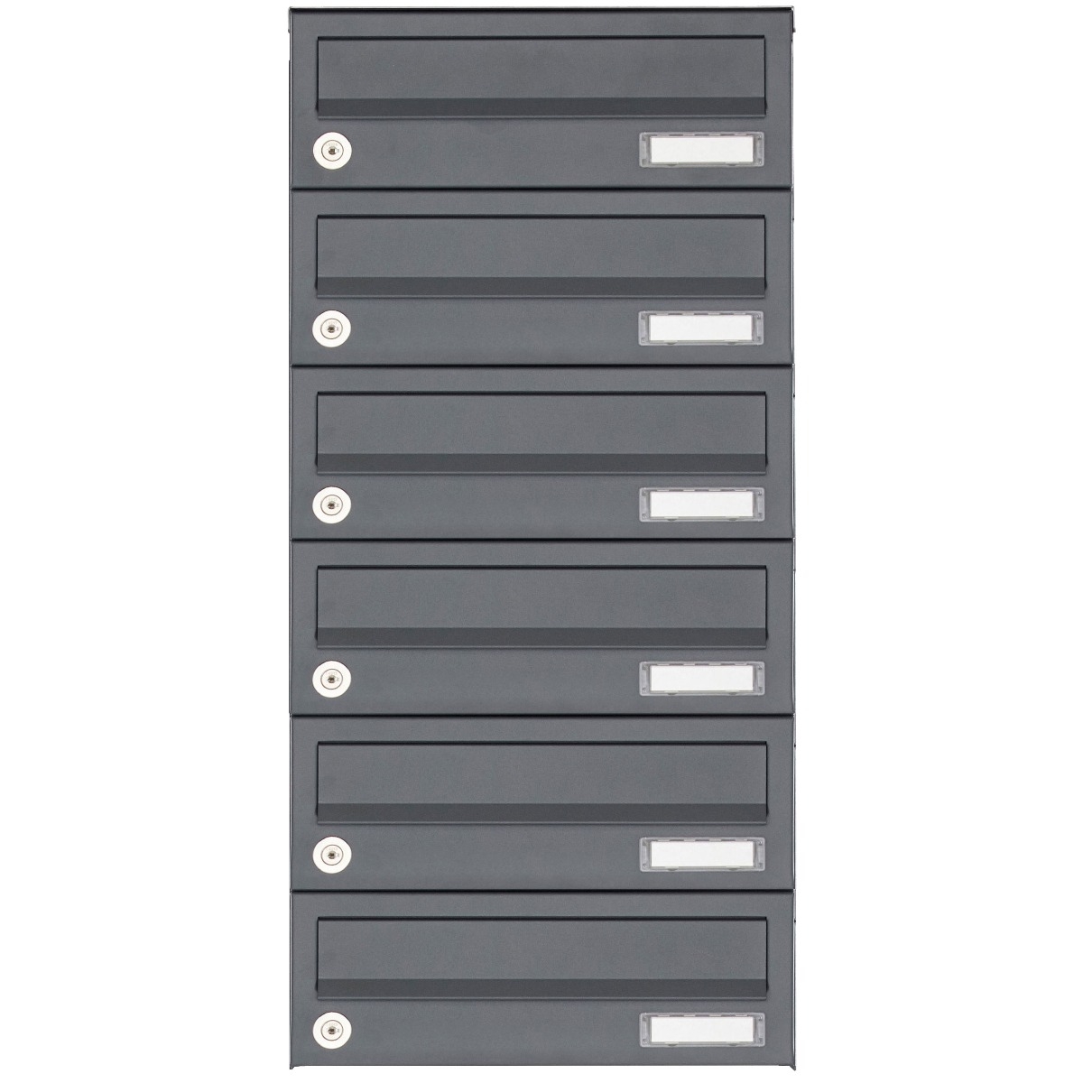 6er Aufputz Briefkastenanlage Design BASIC 385A-7016 AP - RAL 7016 anthrazitgrau 6er Aufputz Briefkastenanlage Design BASIC 385A-7016 AP - RAL 7016 anthrazitgrau
