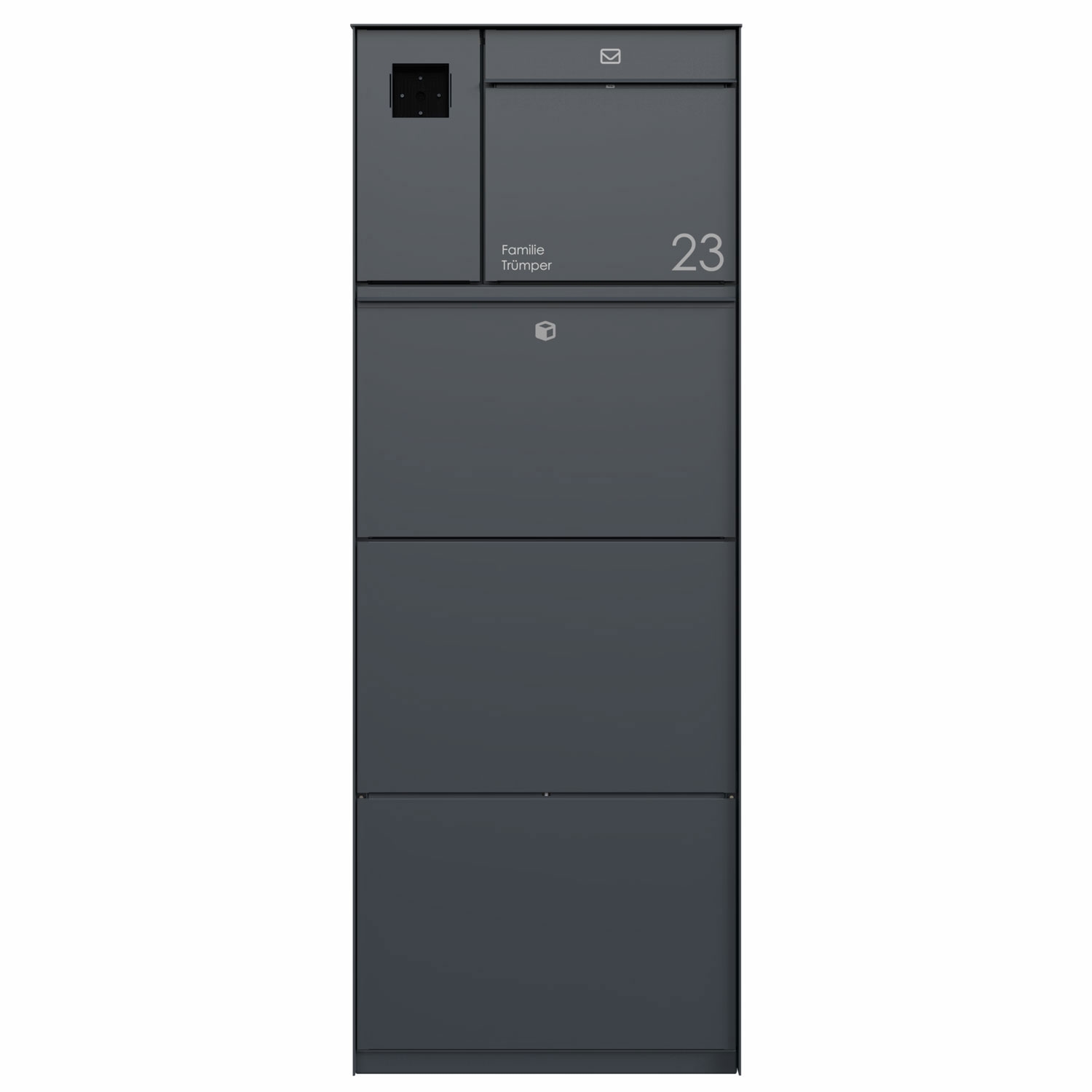 Freestanding design parcel box GOETHE with functional box - lock system - RAL of your choice