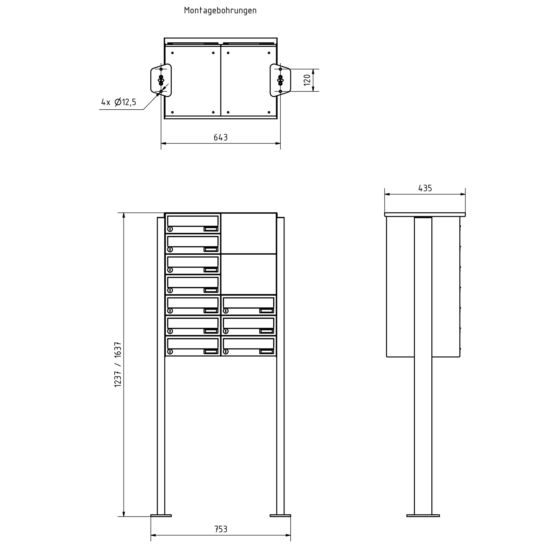 10 letterbox system freestanding Design BASIC 385P-7016-SP with doorbell intercom incl. side cladding & rain cover - horizontal letterboxes - anthracite grey RAL 7016 10 letterbox system freestanding Design BASIC 385P-7016-SP with doorbell intercom incl. side cladding & rain cover - horizontal letterboxes - anthracite grey RAL 7016