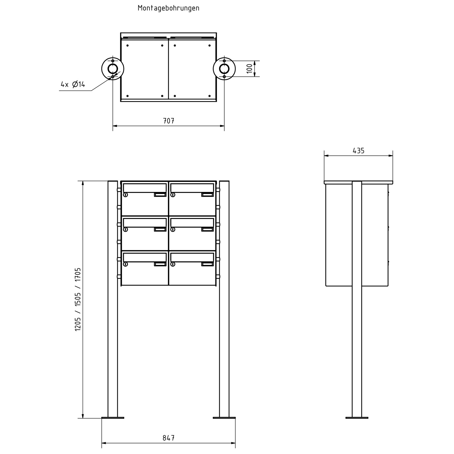 6er 3x2 Briefkastenanlage freistehend Design BASIC 385220 7016 ST-R - RAL 7016 anthrazitgrau 6er 3x2 Briefkastenanlage freistehend Design BASIC 385220 7016 ST-R - RAL 7016 anthrazitgrau