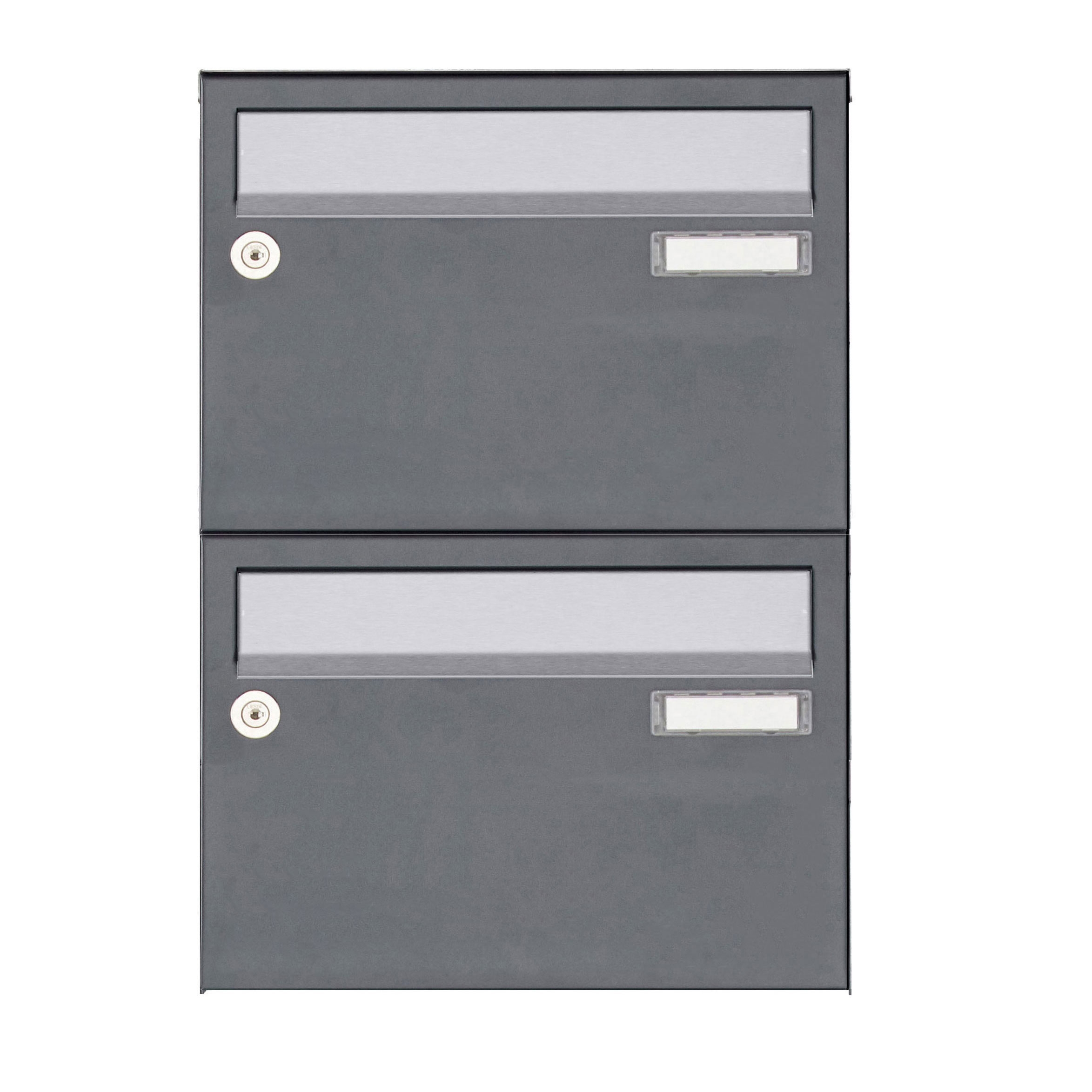 2er Aufputz Briefkastenanlage Design BASIC Plus 385 XA 220 - Edelstahl - RAL nach Wahl