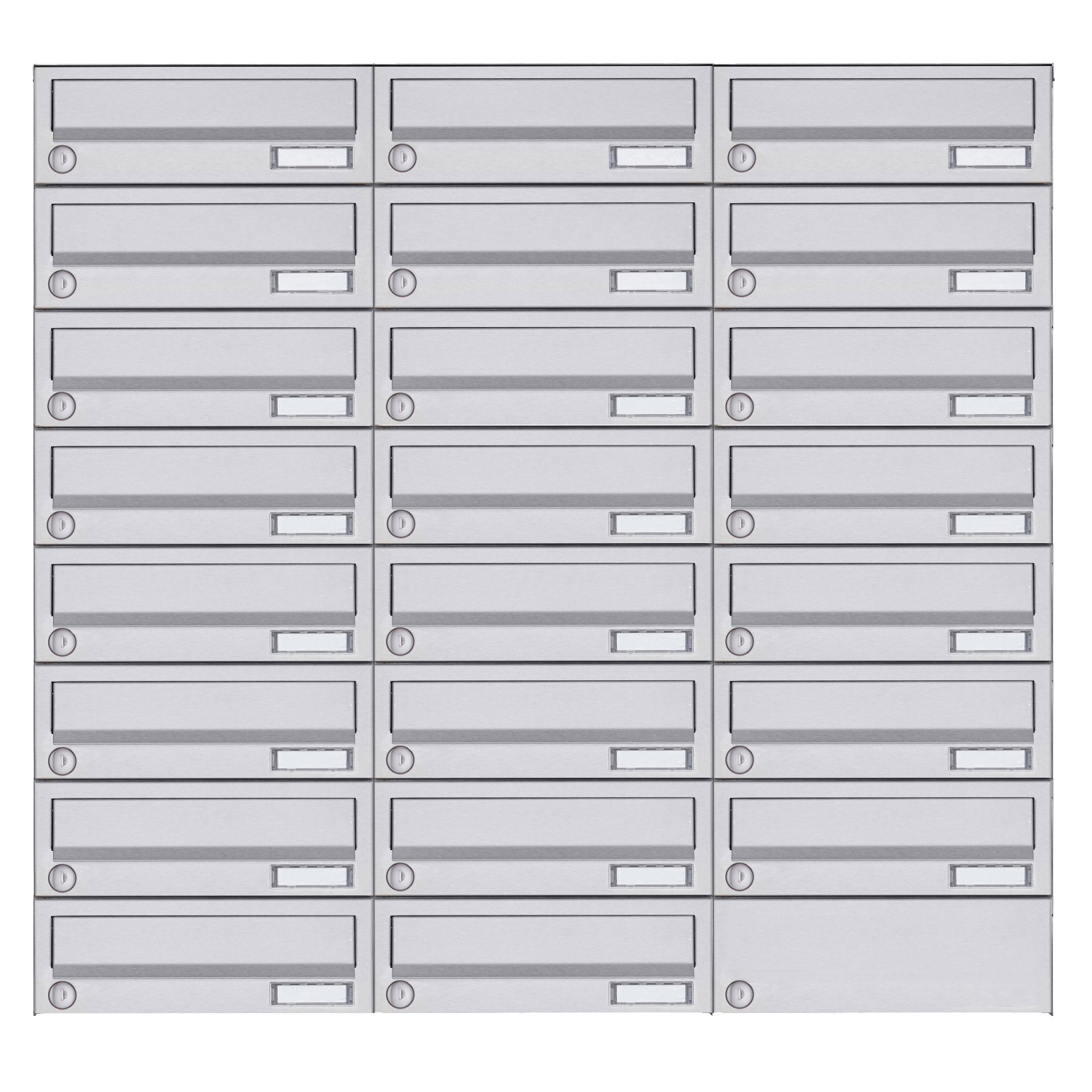23er 8x3 Aufputz Briefkastenanlage Design BASIC 385A- VA AP - Edelstahl V2A, geschliffen