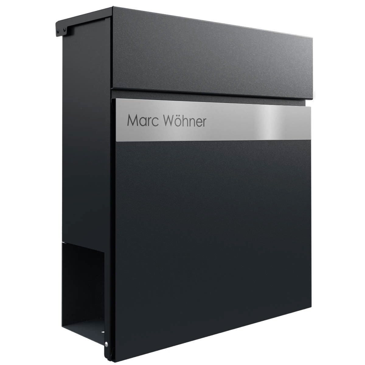 KANT Edition letterbox with newspaper compartment - Elegance 2 design - RAL 9005 jet black KANT Edition letterbox with newspaper compartment - Elegance 2 design - RAL 9005 jet black