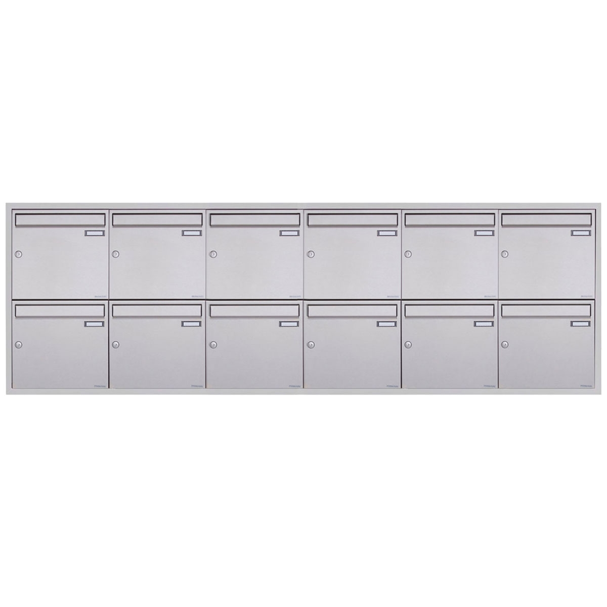 12er 6x2 Edelstahl Unterputz Briefkastenanlage BASIC Plus 382XU UP - Edelstahl geschliffen - 12 Parteien