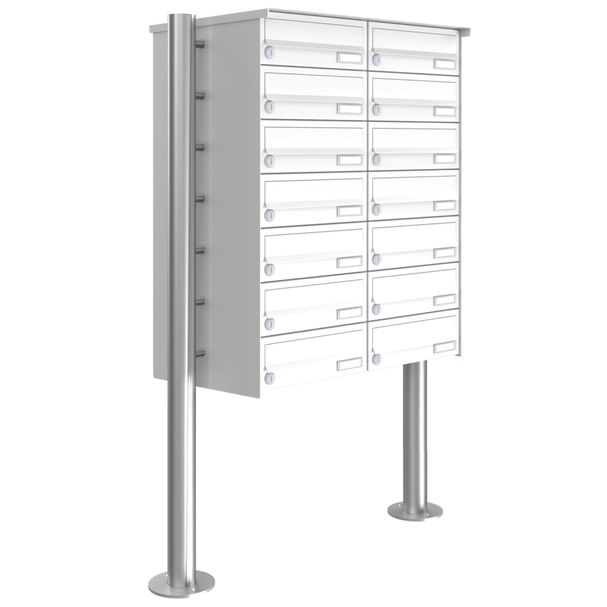 14er 7x2 Briefkastenanlage freistehend Design BASIC 385-9016 ST-R - RAL 9016 verkehrsweiß