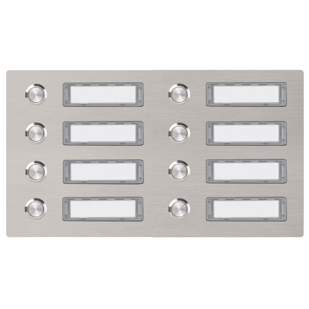 Edelstahl Klingelplatte 300x155 BASIC 422 mit Namensschild - 8 Parteien