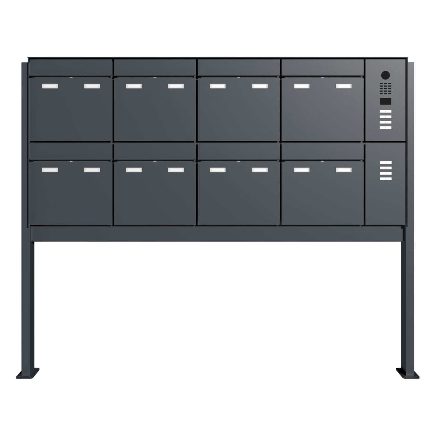 8-delige design brievenbuszuil GOETHE ST-Q rechts met DoorBird video intercom - RAL naar keuze