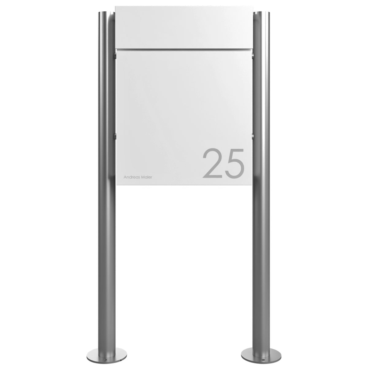 Paketbriefkasten freistehend KANT ST-R - Design 2 - RAL 9016 verkehrsweiß mit Standelemente Edelstahl Paketbriefkasten freistehend KANT ST-R - Design 2 - RAL 9016 verkehrsweiß mit Standelemente Edelstahl