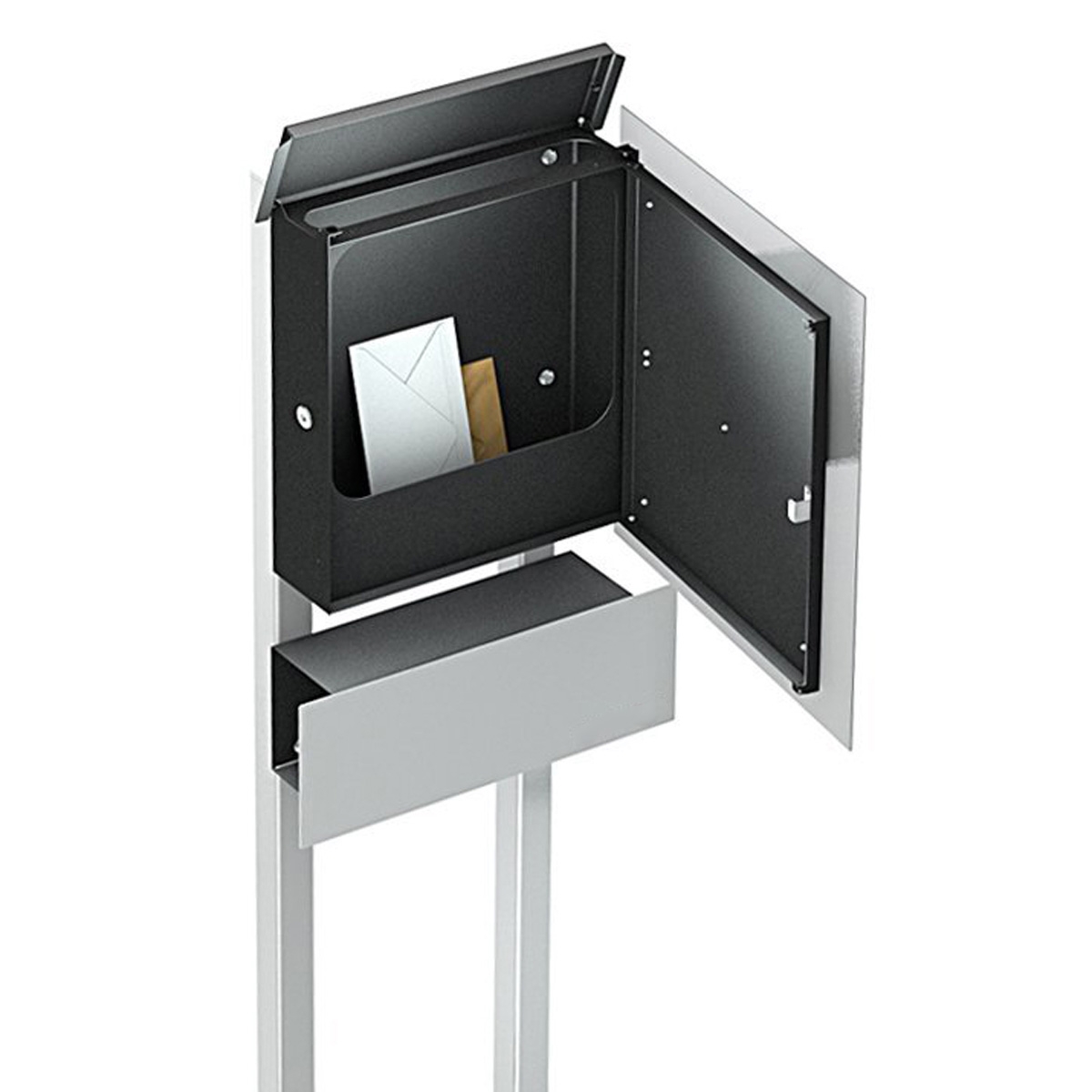 Design pedestal letterbox SCHILLER MEDIUM - stainless steel - RAL 7016 anthracite grey Design pedestal letterbox SCHILLER MEDIUM - stainless steel - RAL 7016 anthracite grey