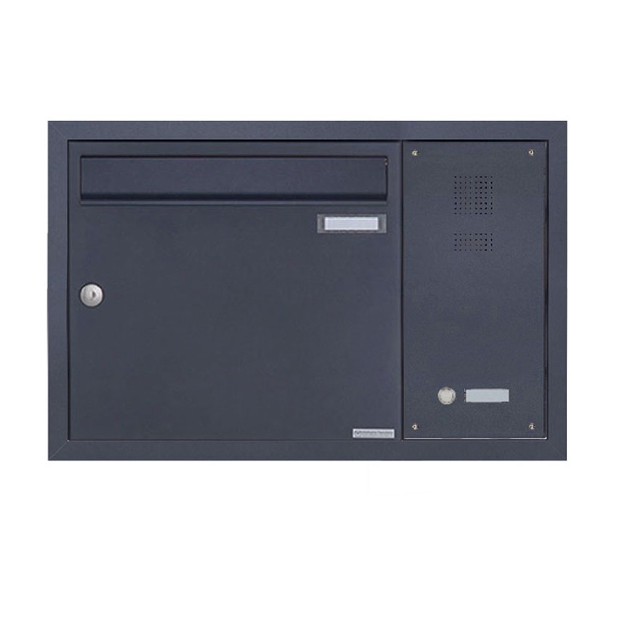 Edelstahl Unterputzbriefkasten BASIC Plus 382XU UP mit Klingelkasten seitlich - RAL Edelstahl Unterputzbriefkasten BASIC Plus 382XU UP mit Klingelkasten seitlich - RAL