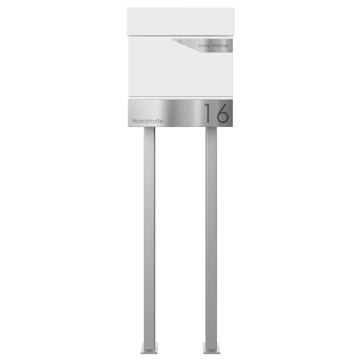 Pedestal letterbox KANT with newspaper compartment - Design Avantgarde 1 - RAL 9016 traffic white Pedestal letterbox KANT with newspaper compartment - Design Avantgarde 1 - RAL 9016 traffic white