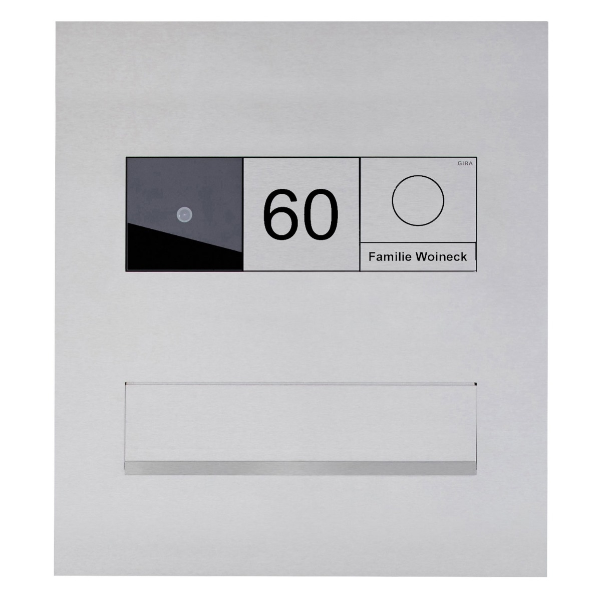 Stainless steel wall-mounted letterbox designer model - GIRA System 106 - 3-gang prepared Stainless steel wall-mounted letterbox designer model - GIRA System 106 - 3-gang prepared