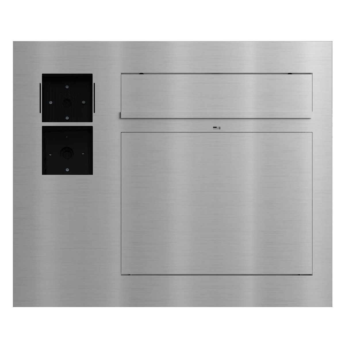 Design flush-mounted letterbox GRIMM - polished stainless steel - LOXONE Intercom/Code Touch 1x2 prepared left