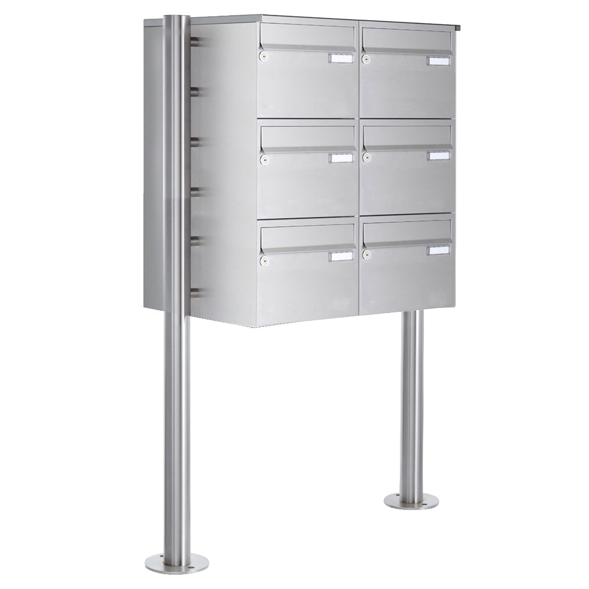 Cassetta per le lettere 6er 3x2 in acciaio inox Design BASIC Plus 385 220 X ST R - acciaio inox V2A