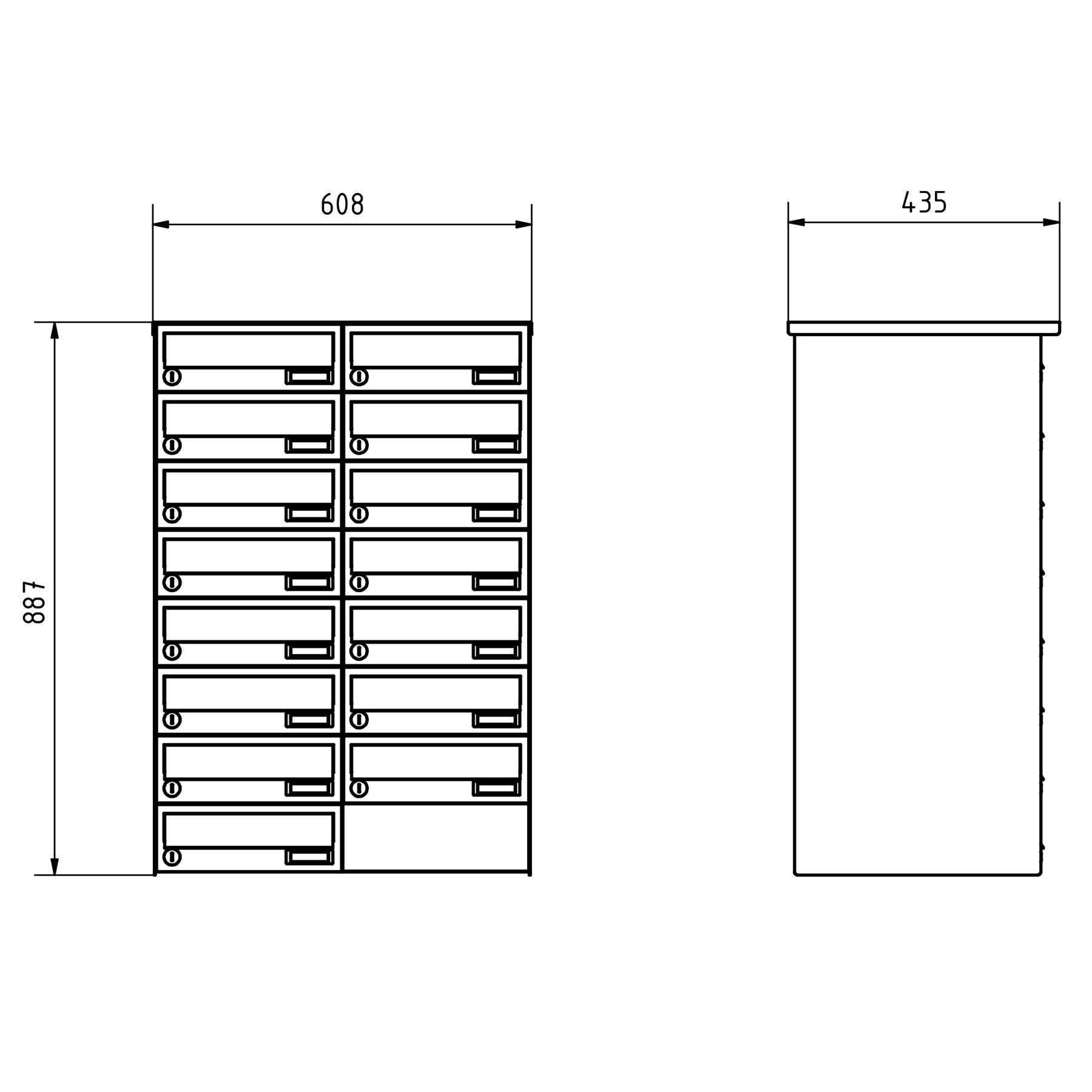 15er Edelstahl Aufputz Briefkastenanlage Design BASIC Plus 385XA AP - RAL nach Wahl 15er Edelstahl Aufputz Briefkastenanlage Design BASIC Plus 385XA AP - RAL nach Wahl