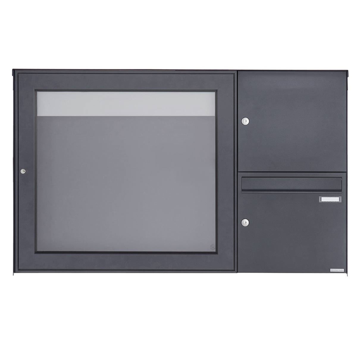 Aufputz Briefkasten mit Schaukasten BASIC Plus 389X ST-R - 710x660 - RAL nach Wahl Aufputz Briefkasten mit Schaukasten BASIC Plus 389X ST-R - 710x660 - RAL nach Wahl