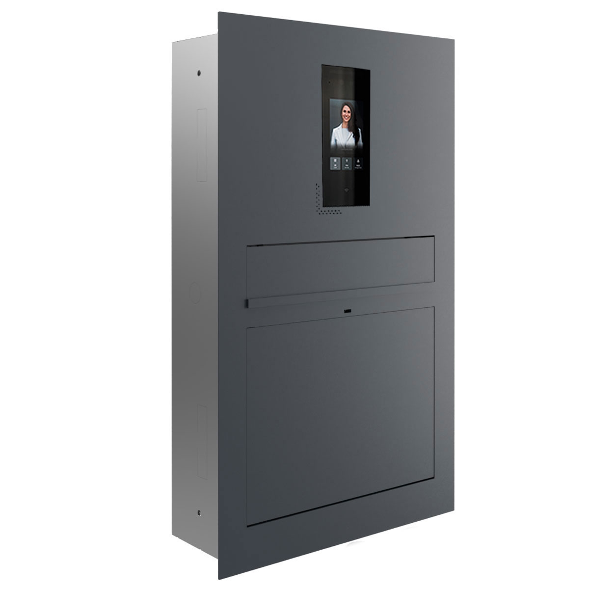 Boîte aux lettres design encastrée GRIMM - couleur au choix avec interphone vidéo Ekinex Dico IP