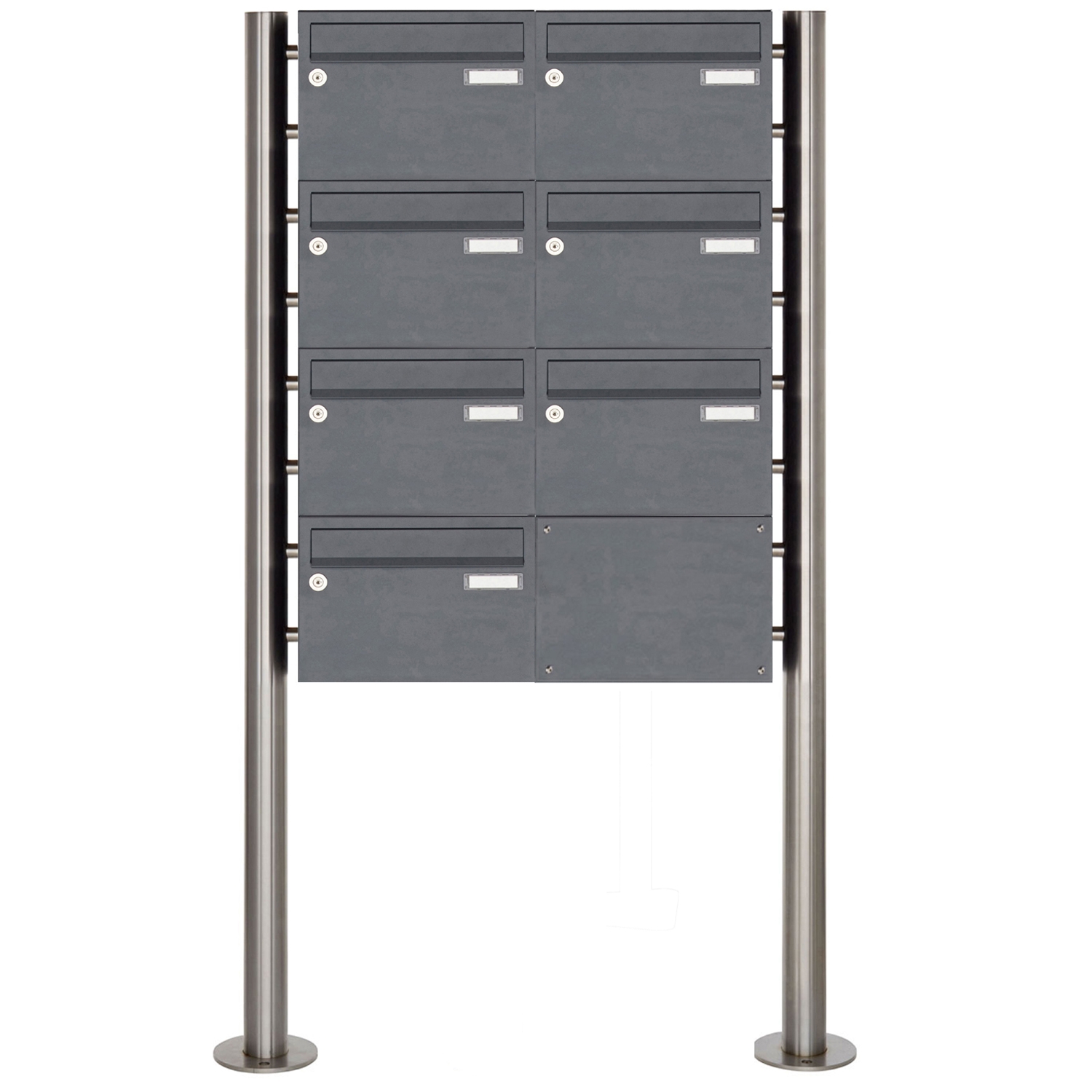 7er 4x2 Edelstahl Standbriefkasten Design BASIC Plus 385X ST-R - 220mm - RAL nach Wahl 7er 4x2 Edelstahl Standbriefkasten Design BASIC Plus 385X ST-R - 220mm - RAL nach Wahl