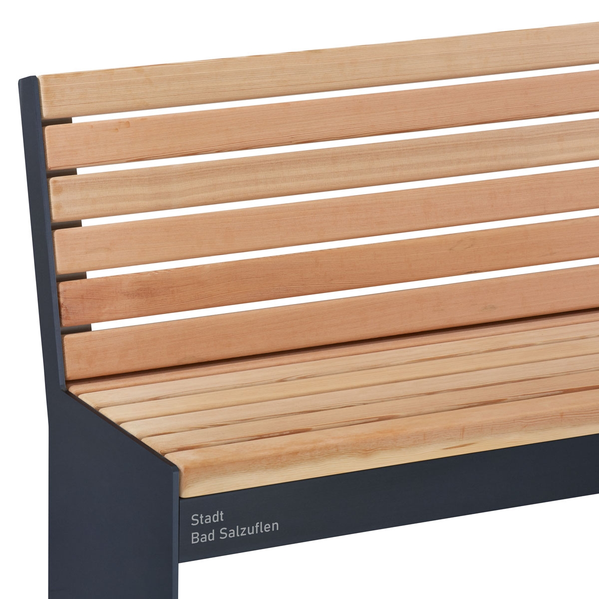 Panca design NOVALIS con schienale - acciaio inox verniciato a polvere - abete di Douglas oliato