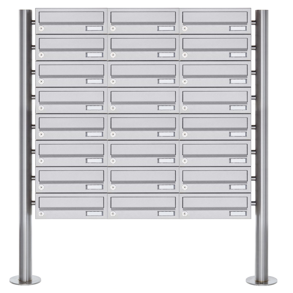 24er Briefkastenanlage freistehend Design BASIC 385-VA ST-R - Edelstahl V2A, geschliffen