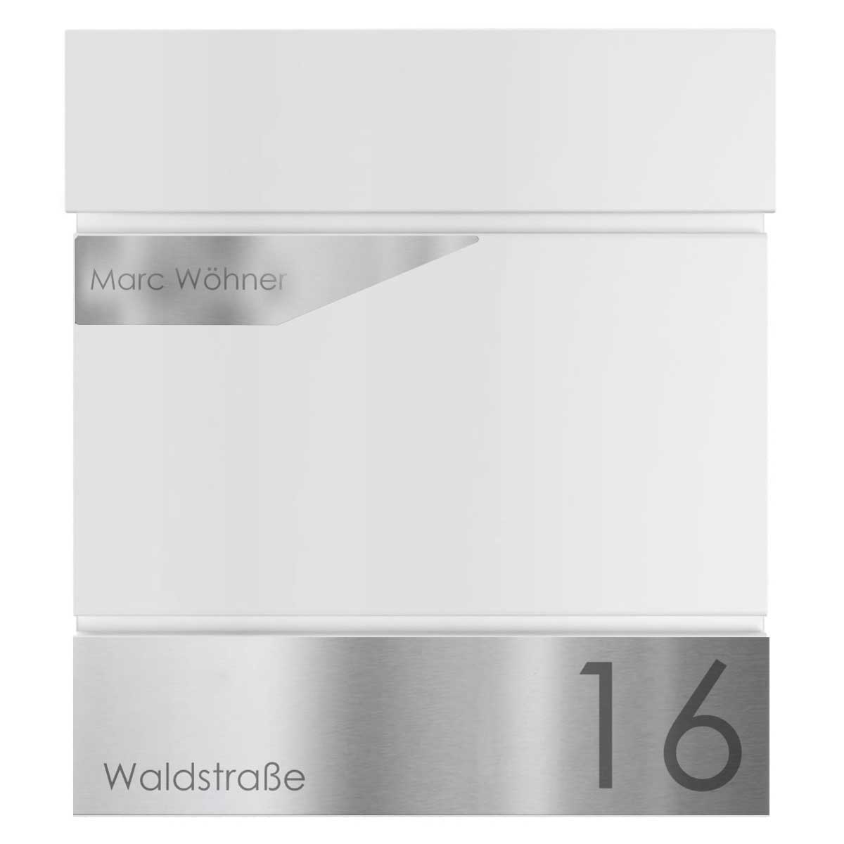 Self-adhesive name plate 174x46.5 - triangle - polished stainless steel