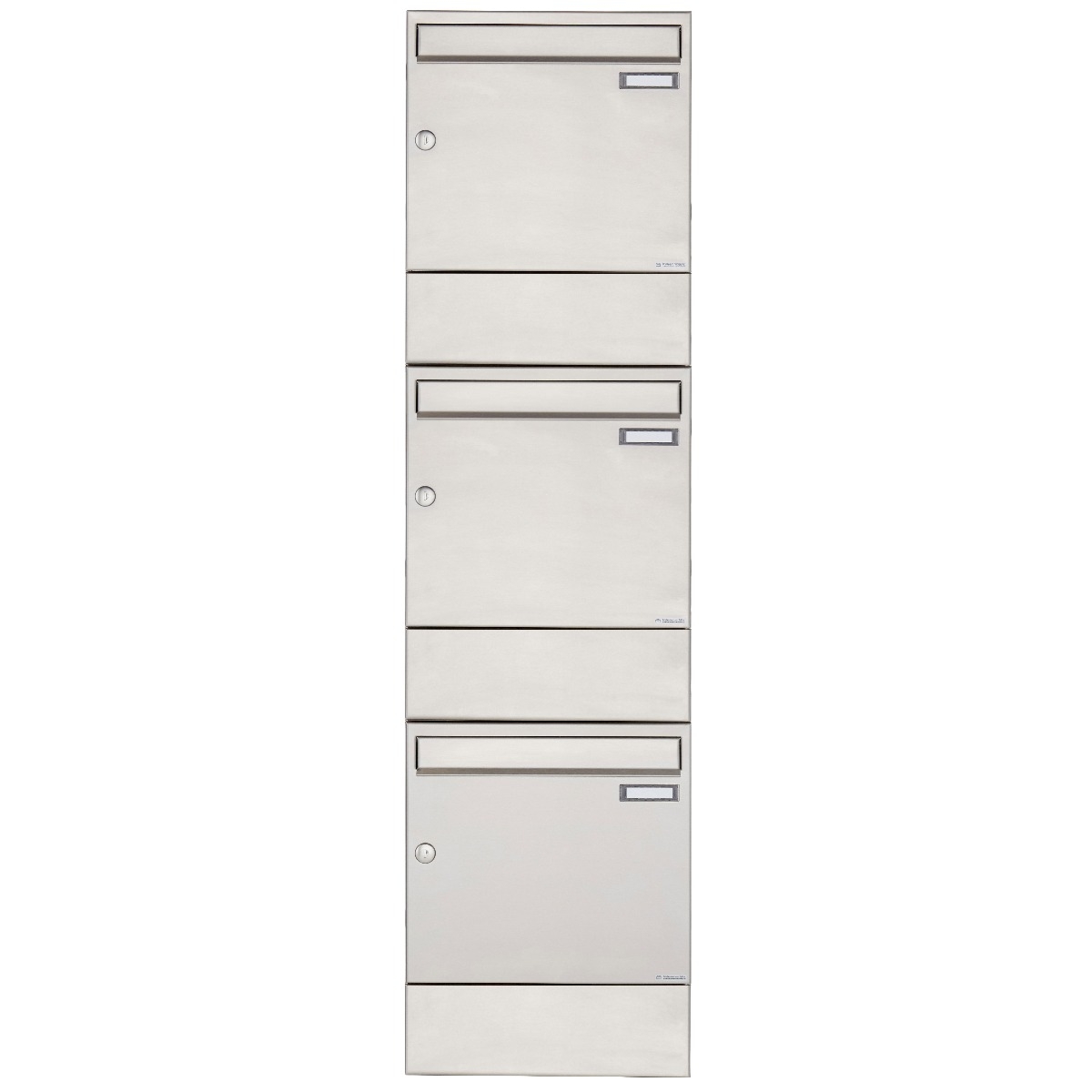 3er 3x1 stainless steel surface-mounted letterbox BASIC 382A AP with newspaper compartment 3er 3x1 stainless steel surface-mounted letterbox BASIC 382A AP with newspaper compartment