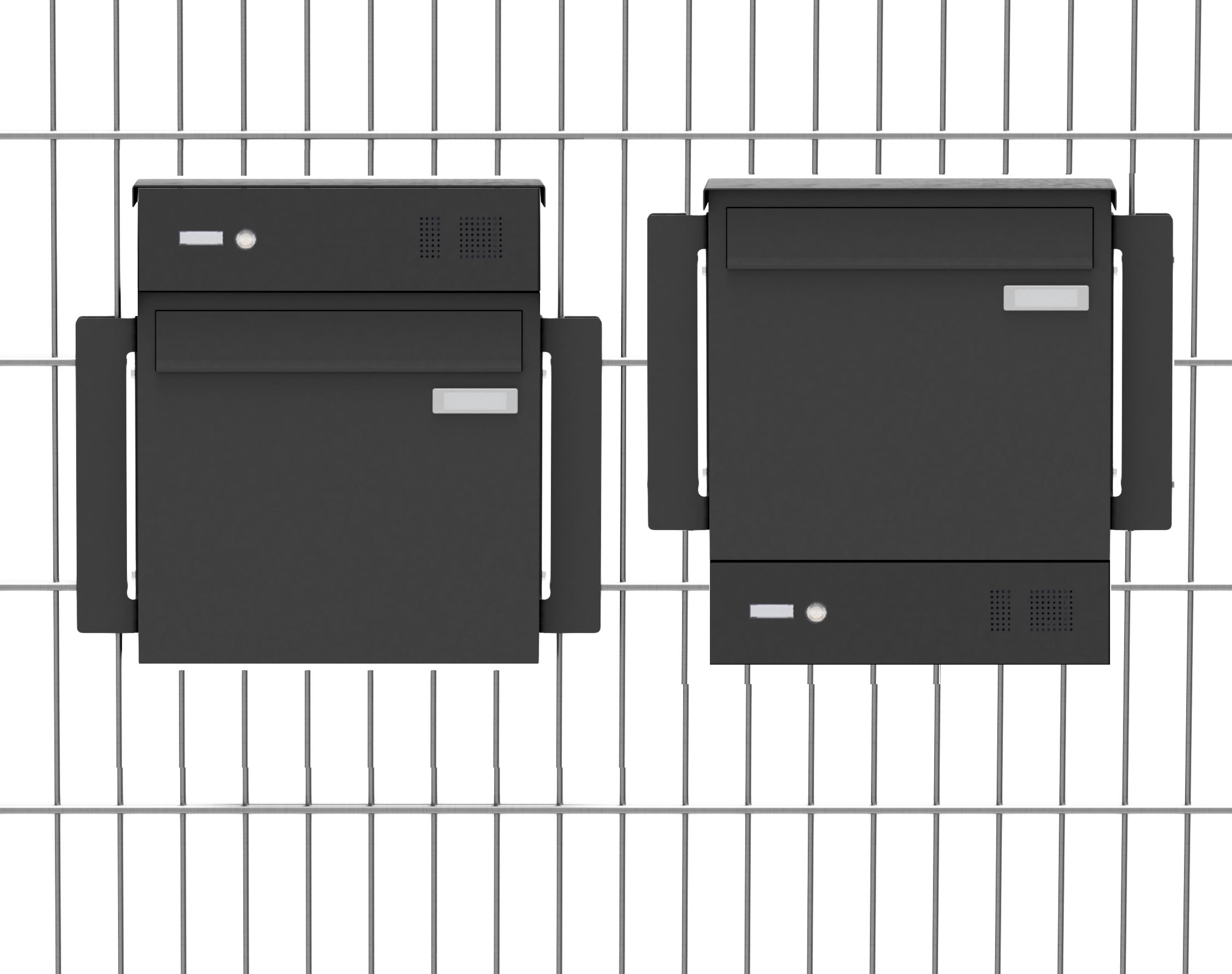 Montaggio per recinzione a barre 330 mm con citofono - acciaio inox lucido Montaggio per recinzione a barre 330 mm con citofono - acciaio inox lucido
