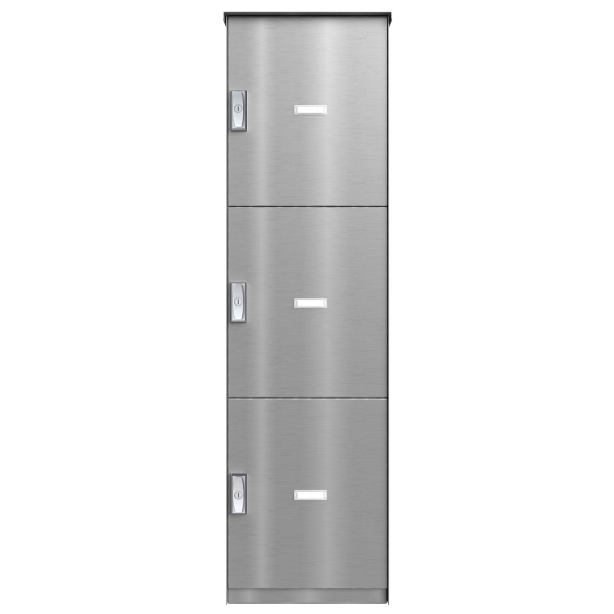 3er 1x3 Paketfachanlage BASIC Plus 863X STL mit Paketfach 370x440 - Edelstahl geschliffen