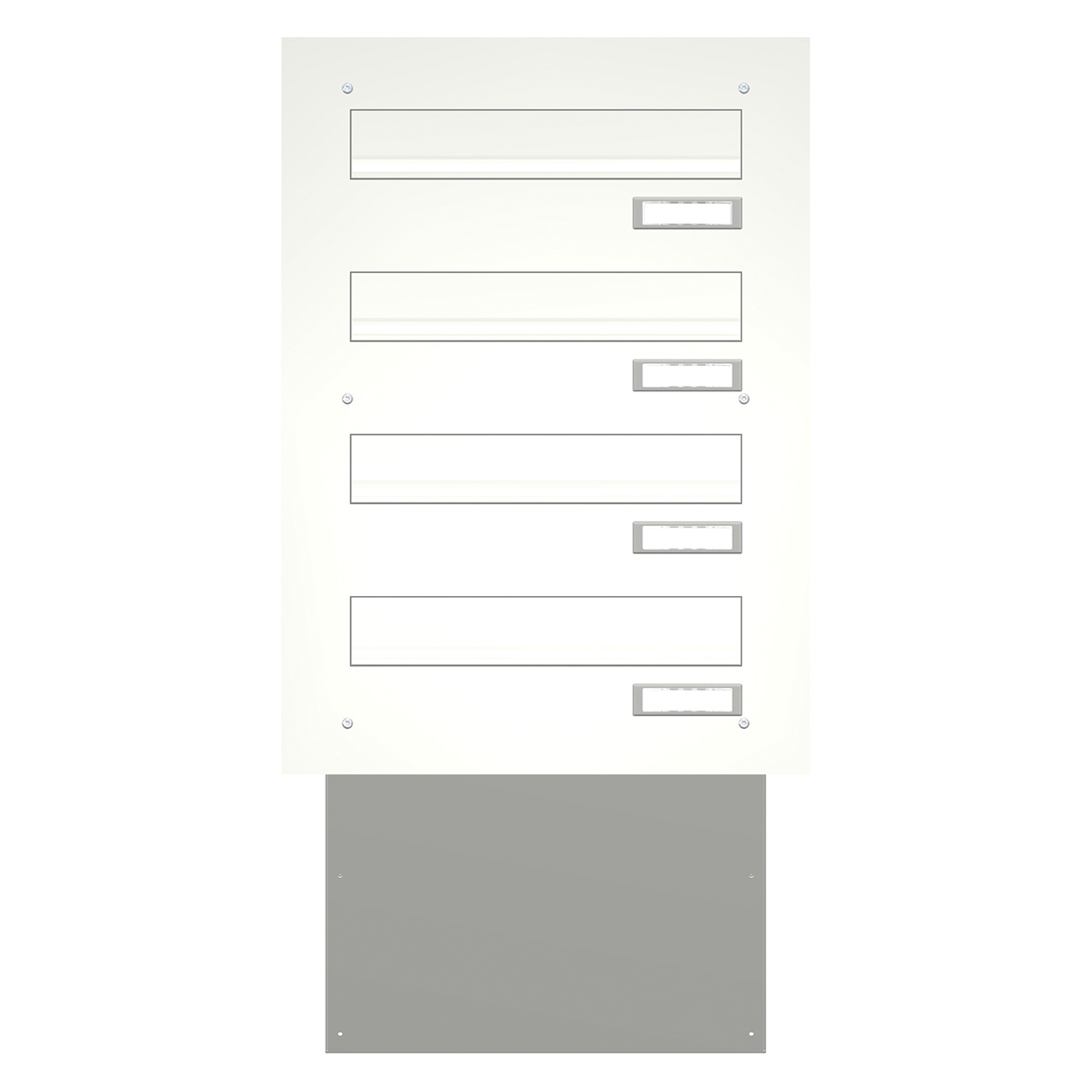 Mauerdurchwurf Briefkasten BASIC 622 pulverbeschichtet in RAL 9016 verkehrsweiß - 4 Parteien Mauerdurchwurf Briefkasten BASIC 622 pulverbeschichtet in RAL 9016 verkehrsweiß - 4 Parteien