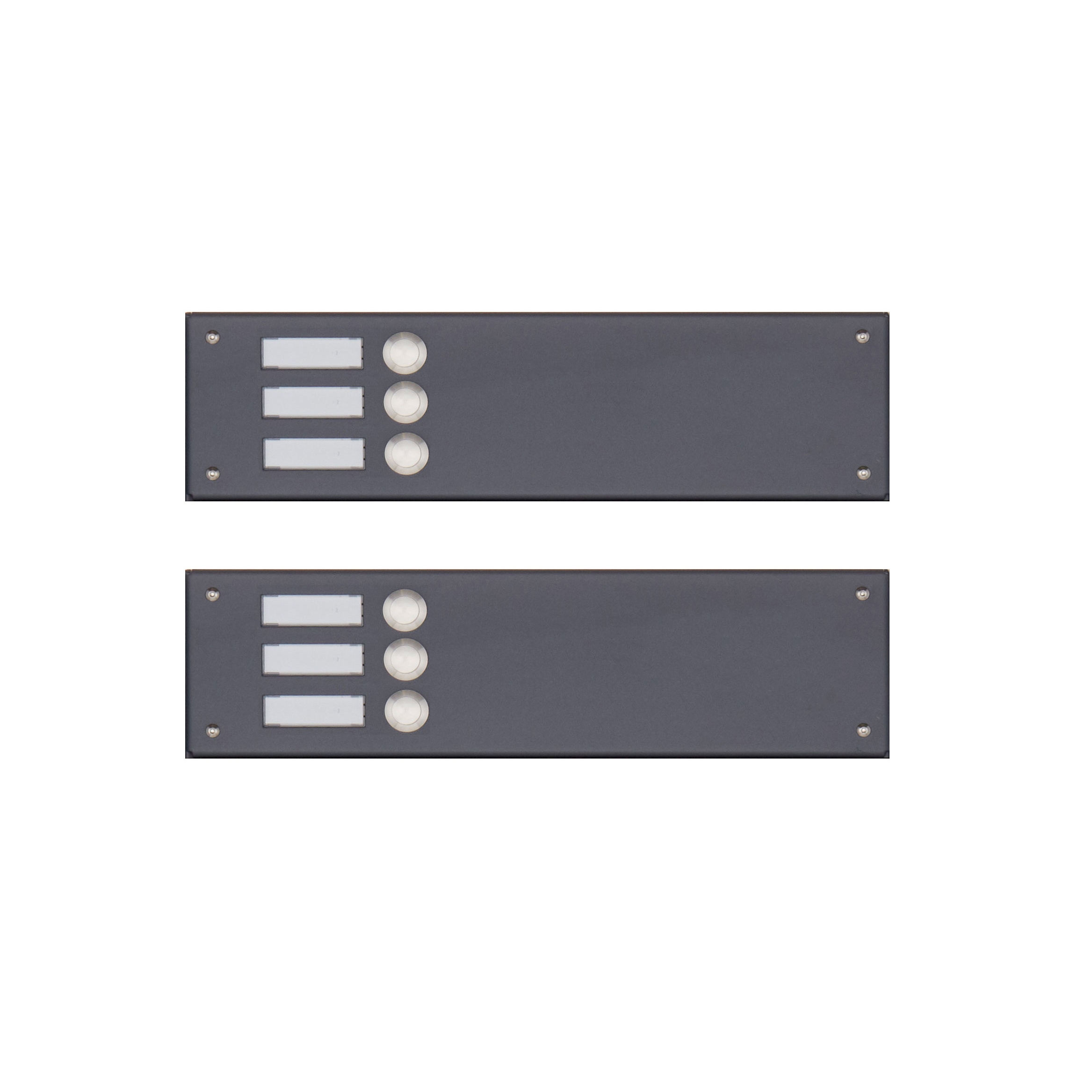 2 pannelli in acciaio inox 355x100 per 6 parti senza perforazione vocale, RAL 7016 FS 2 pannelli in acciaio inox 355x100 per 6 parti senza perforazione vocale, RAL 7016 FS