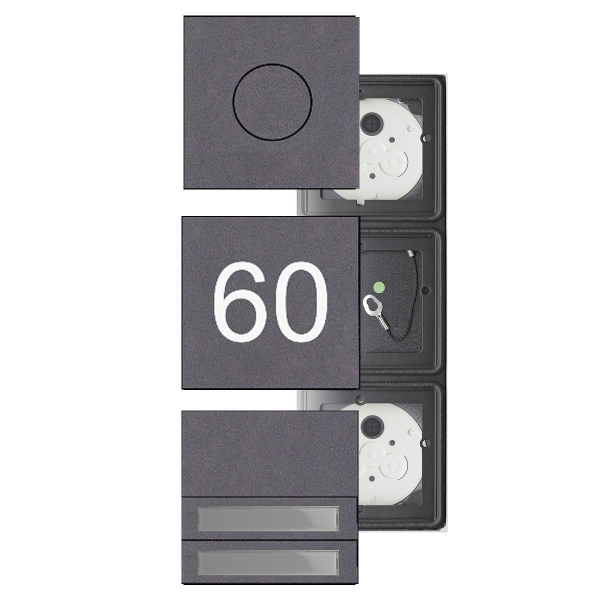 Set of 3 GIRA System 106 - Stainless steel V2A, powder-coated RAL of your choice - Intercom system with 2x bell buttons