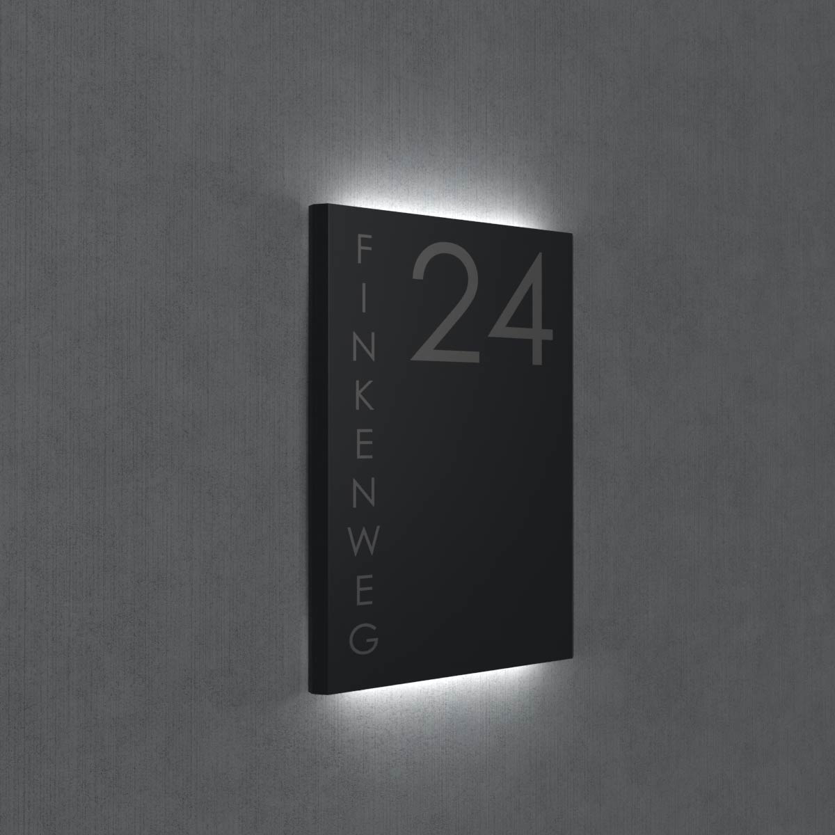 151aad044f010752d54dd3edb114be0011c15a88 Stainless steel sign Elegance 424A 240x500 - RAL of your choice - LED lighting - House number - Street or name