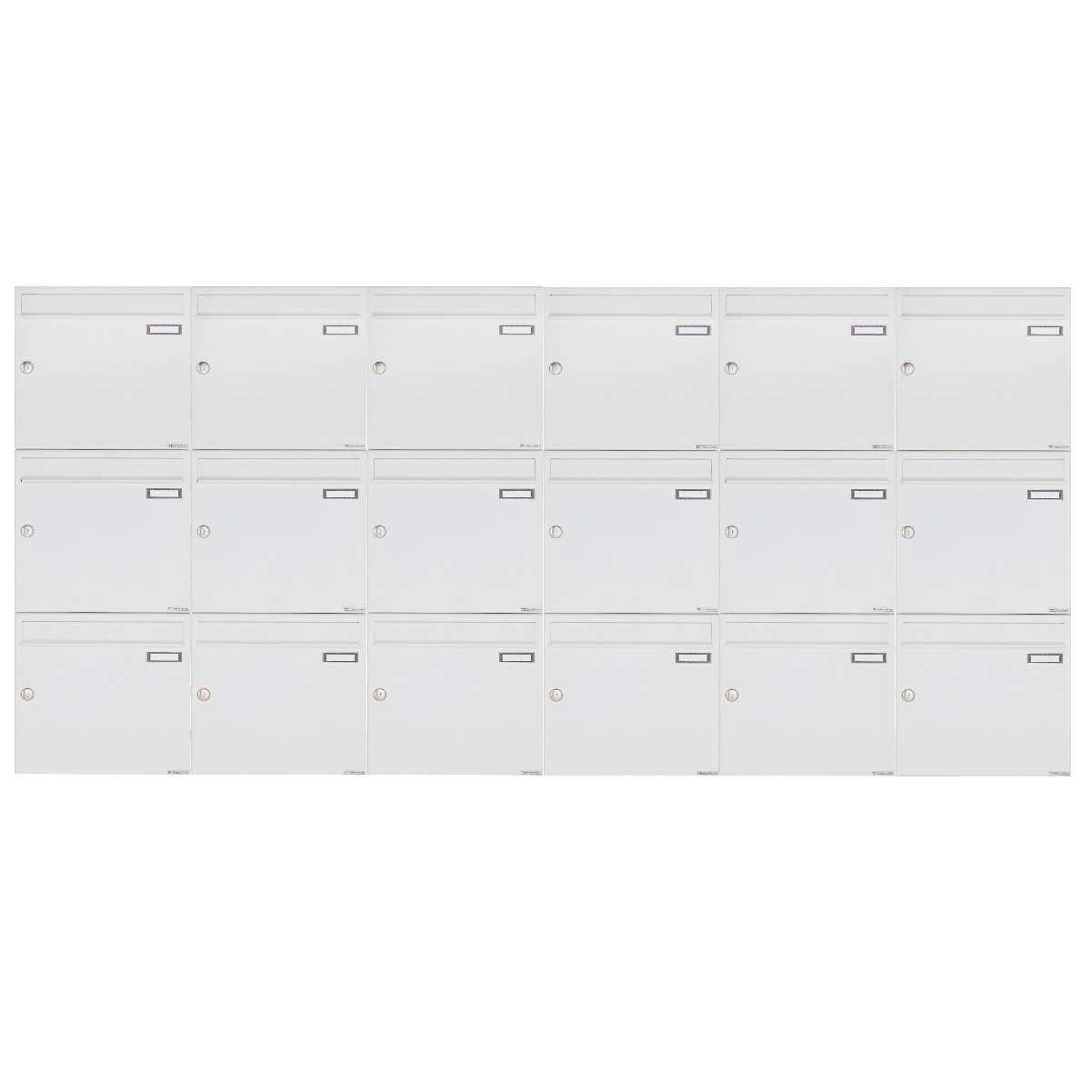 18er 6x3 Aufputz Briefkastenanlage Design BASIC 382A AP - RAL 9016 verkehrsweiß 18er 6x3 Aufputz Briefkastenanlage Design BASIC 382A AP - RAL 9016 verkehrsweiß