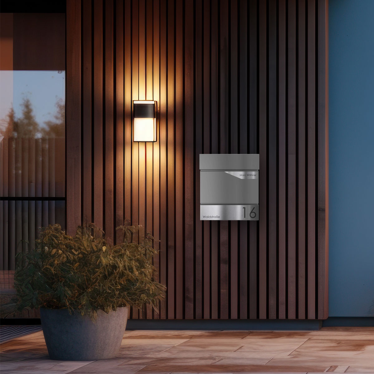 KANT letterbox with newspaper compartment - Avantgarde 1 design - RAL 9007 grey aluminium KANT letterbox with newspaper compartment - Avantgarde 1 design - RAL 9007 grey aluminium