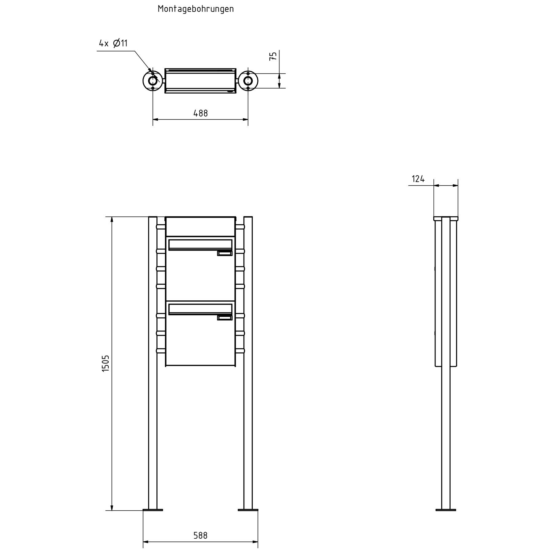 2er Zaunbriefkasten freistehend Design BASIC Plus 381XZ ST-R mit Klingelkasten - RAL nach Wahl 2er Zaunbriefkasten freistehend Design BASIC Plus 381XZ ST-R mit Klingelkasten - RAL nach Wahl