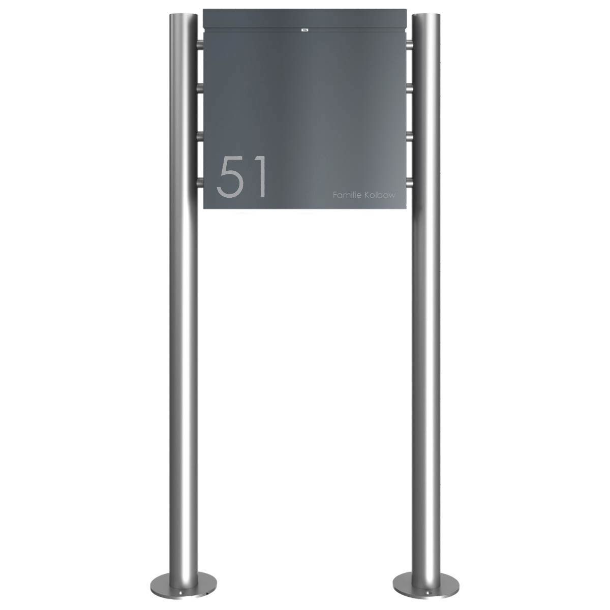 c8cd9f72d9adf267b1fdd5286e691779dd0caccd Designerska wolnostojąca skrzynka na listy BRENTANO® ST-R - szary antracyt RAL 7016