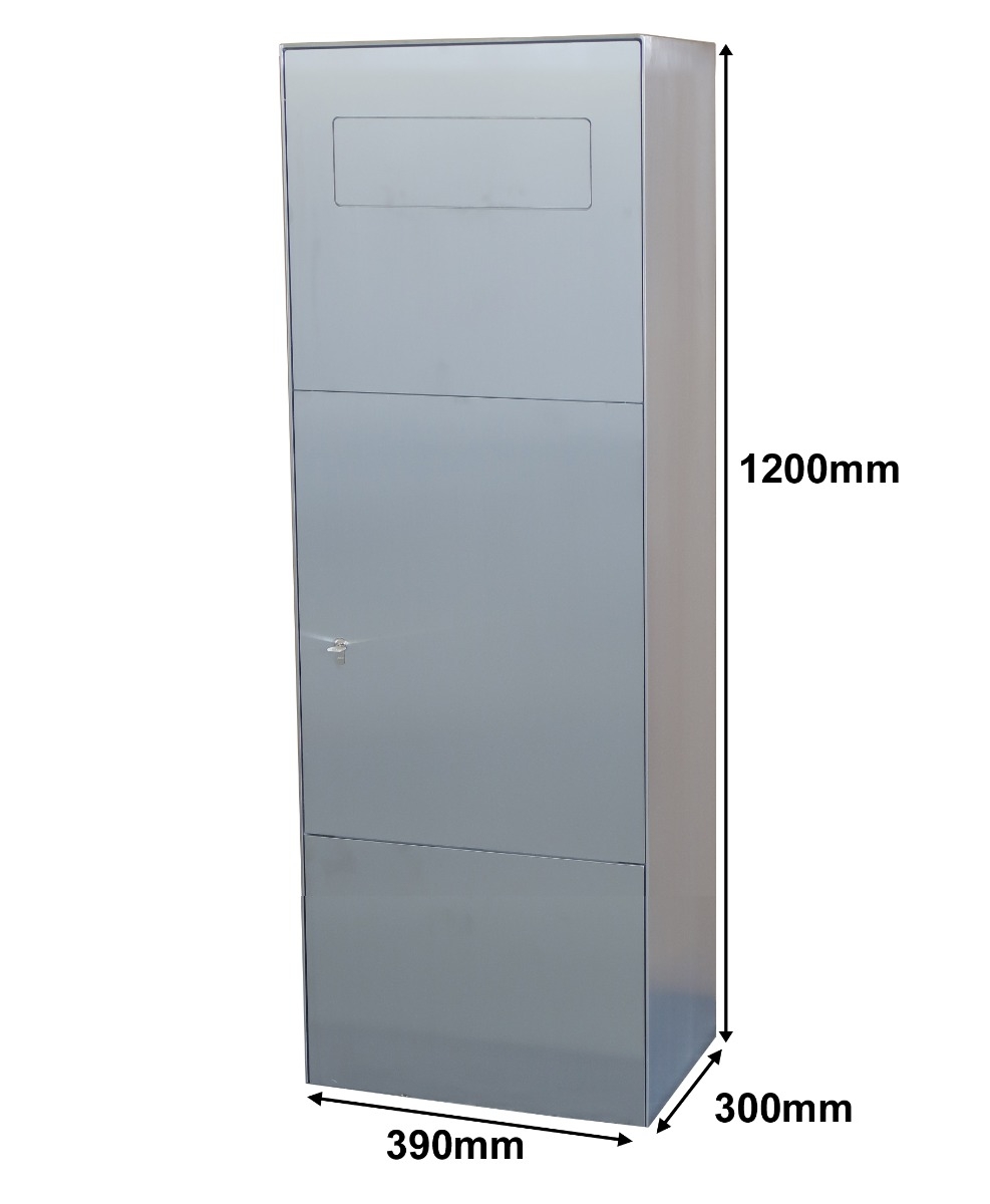 Security pedestal letterbox - A4 folder letterbox type 190 - polished stainless steel Security pedestal letterbox - A4 folder letterbox type 190 - polished stainless steel