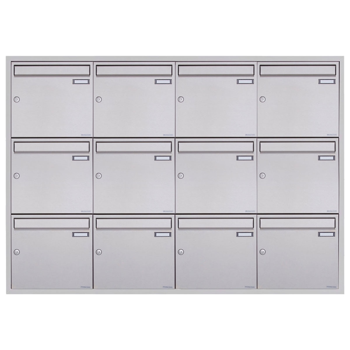 System podtynkowej skrzynki na listy 12x3 ze stali nierdzewnej BASIC Plus 382XU UP - polerowana stal nierdzewna - 12 stron