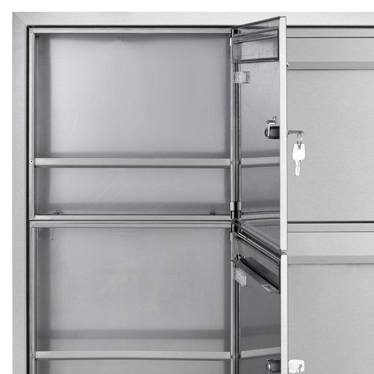 Sistema de buzones empotrados 3 x 2 en acero inoxidable BASIC Plus 382XU UP - acero inoxidable pulido - 3 partes Sistema de buzones empotrados 3 x 2 en acero inoxidable BASIC Plus 382XU UP - acero inoxidable pulido - 3 partes