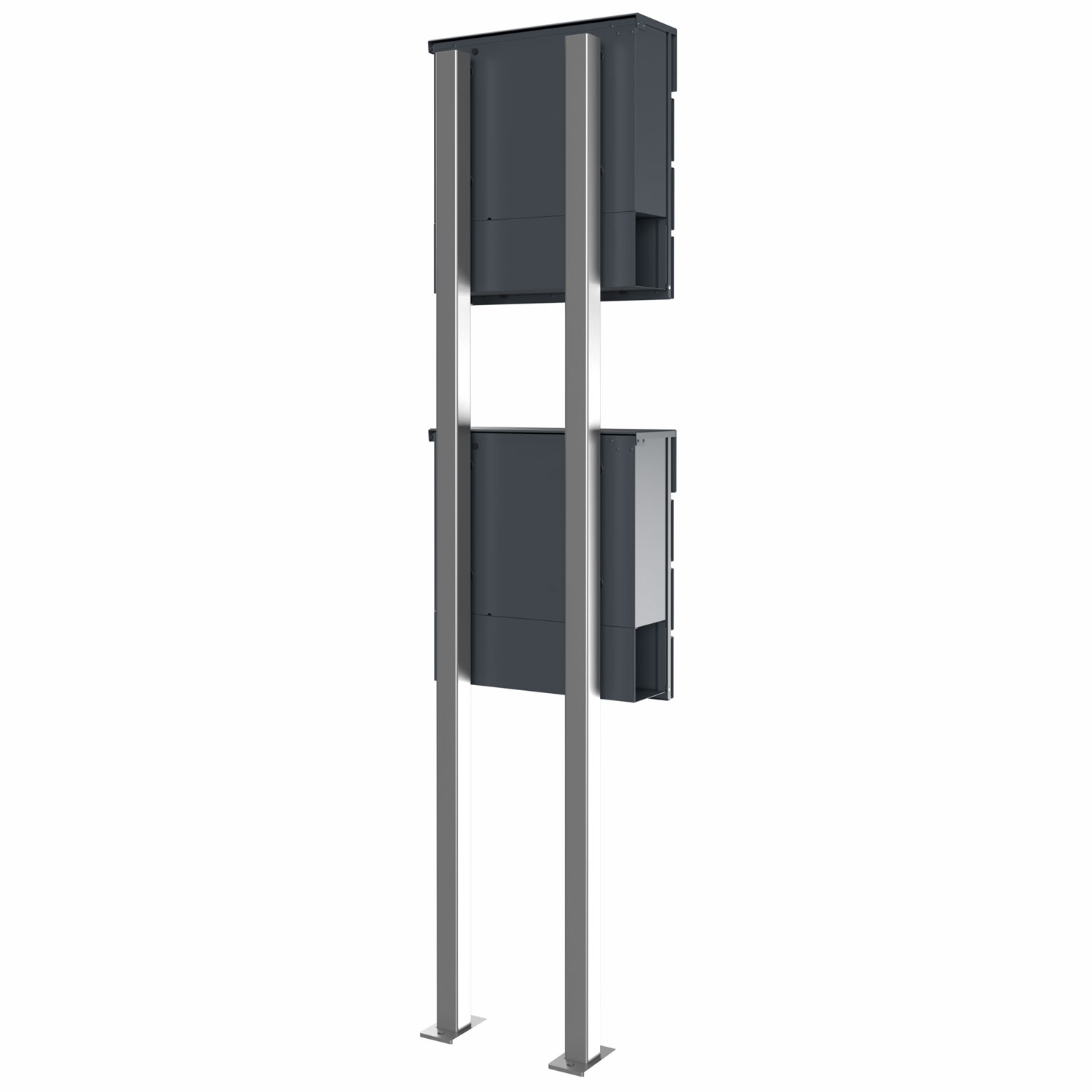2er Standbriefkasten KANT Edition mit Zeitungsfach - Design Elegance 1 - RAL 7016 anthrazitgrau